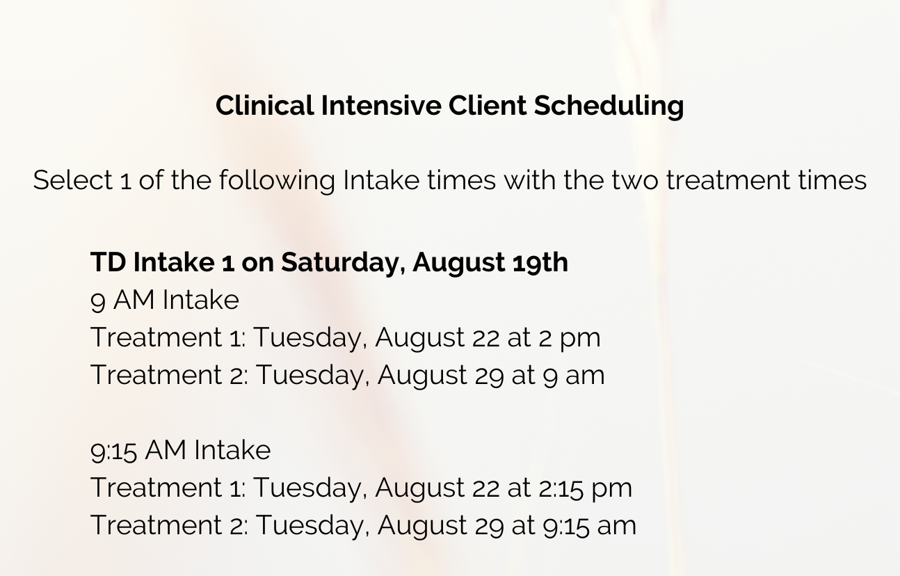 Clinical Intensive Scheduling